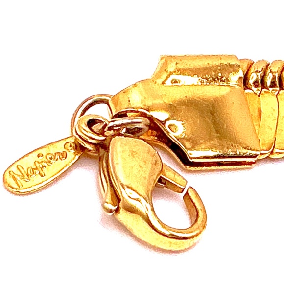 Vintage NAPIER Gold-Tone Herringbone Chain Necklace 19” - Picture 3 of 3